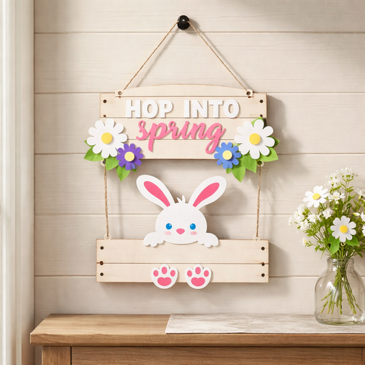 Hop Into Spring Bunny Door Hanger