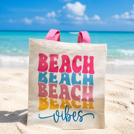 Beach Vibes Canvas Tote Bag