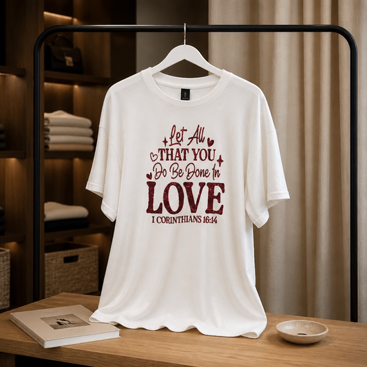 Let All That You Do Be Done in Love Christian T-Shirt – 1 Corinthians 16:14