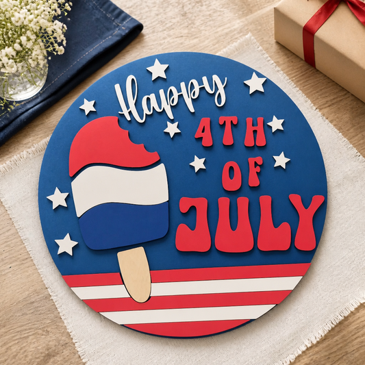 Happy 4th of July Popsicle Door Hanger