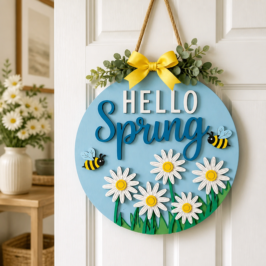 Bee Happy Spring Door Hanger