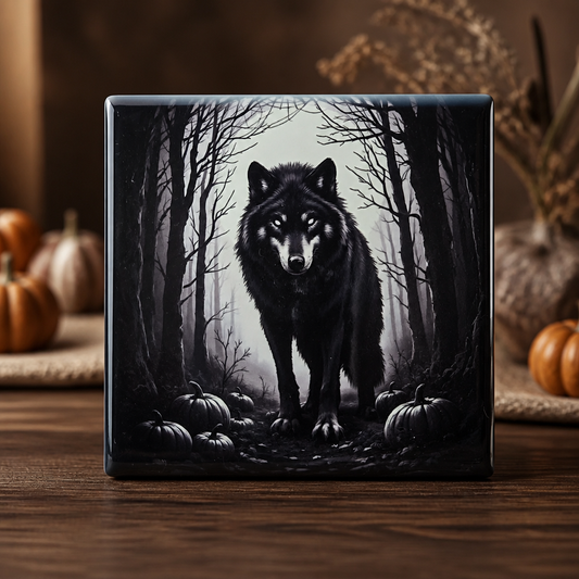 Midnight Wolf Halloween Ceramic Coaster Collection