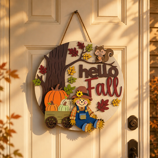 🍂 Hello Fall Pumpkin Door Hanger