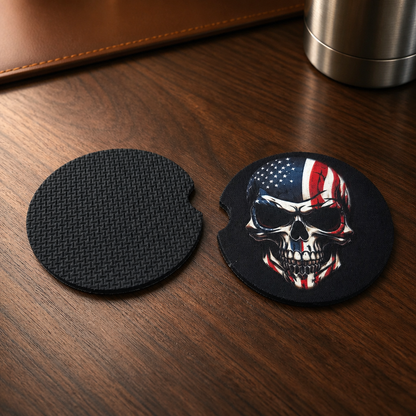 Patriotic Truck & Skull Car Coaster Set