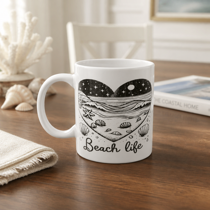 Beach Life Ceramic Coffee Mug – 11oz