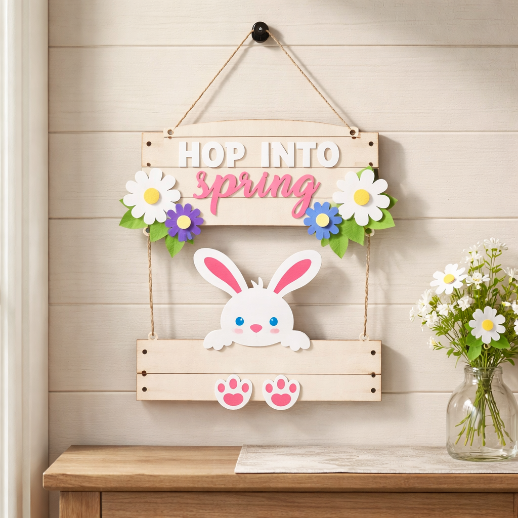 Hop Into Spring Bunny Door Hanger