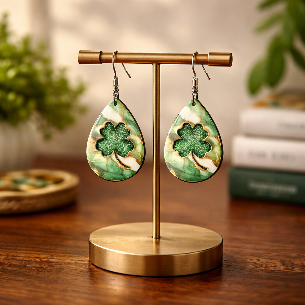 Lucky Clover Teardrop Earrings