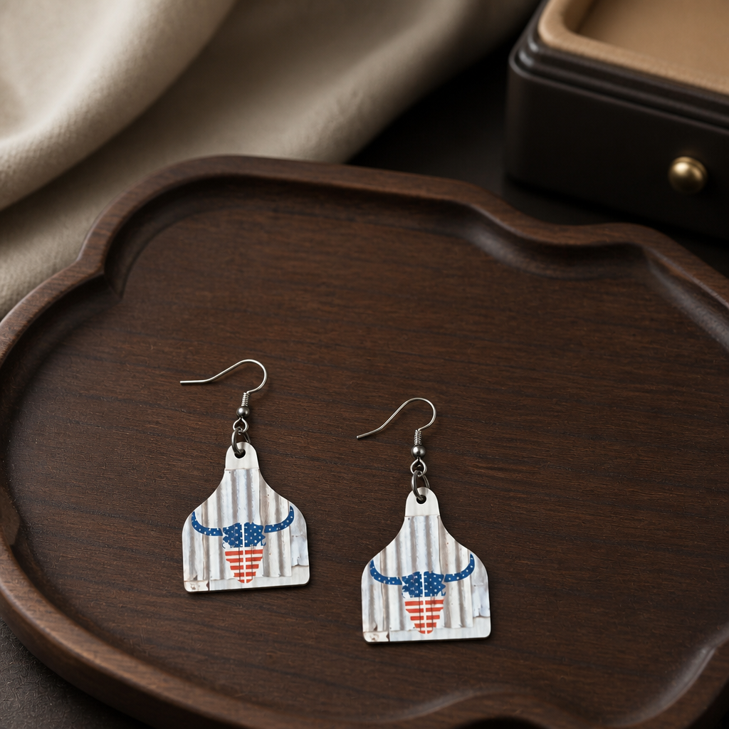 Star, Stripes, & Steer Earrings