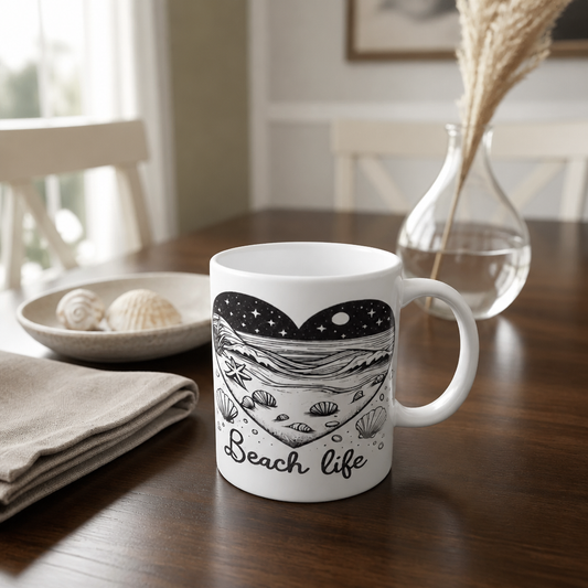 Beach Life Ceramic Coffee Mug – 11oz