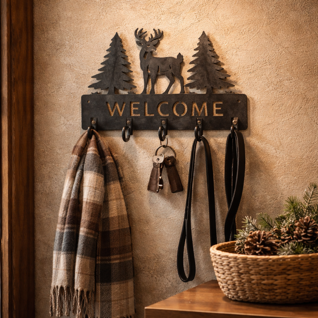 Rustic Deer Welcome Key Holder