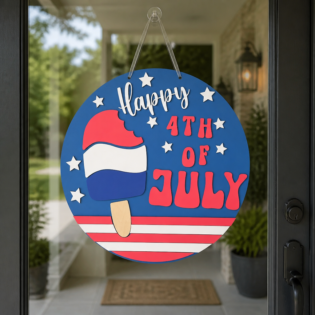 Happy 4th of July Popsicle Door Hanger