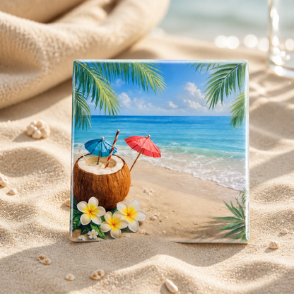 Tropical Paradise Ceramic Coaster Set