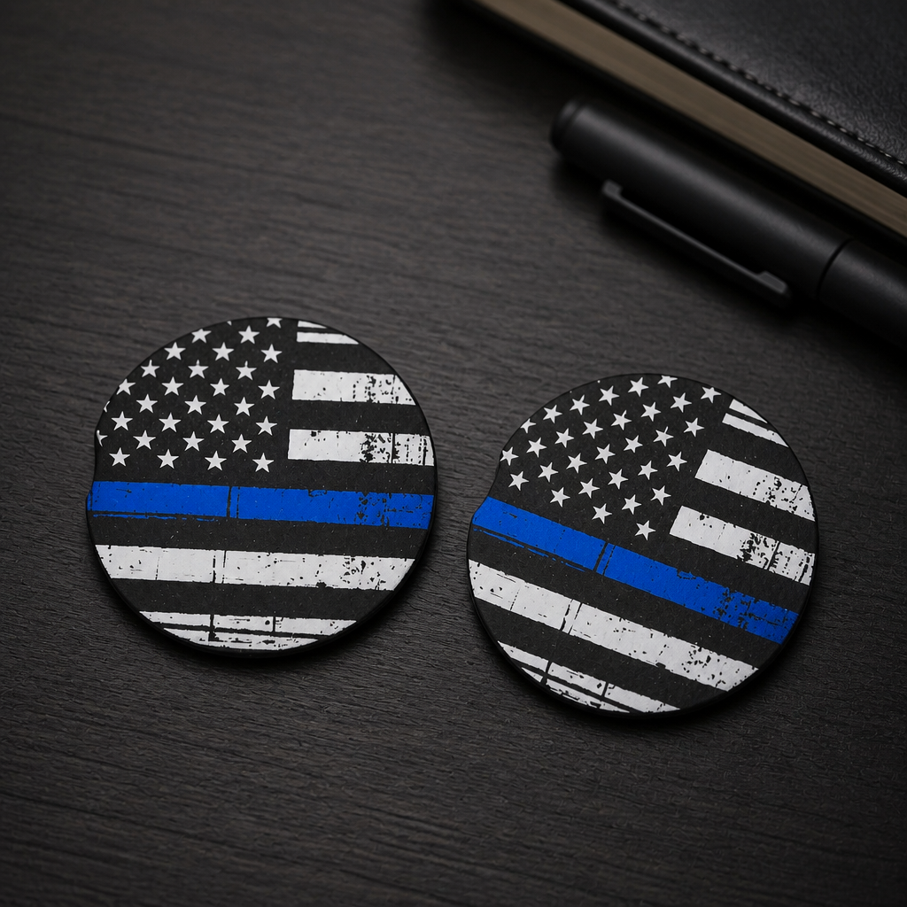 Thin Blue Line Police Car Coaster Set