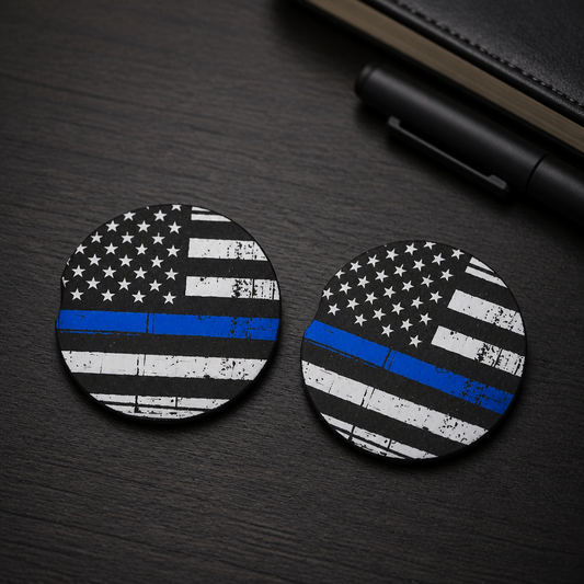 Thin Blue Line Police Car Coaster Set