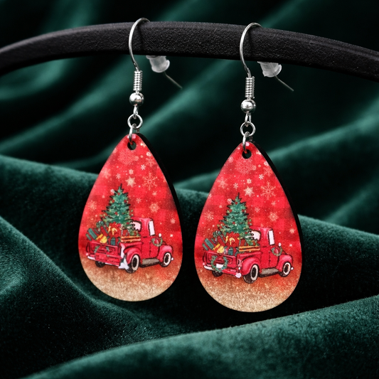 Vintage Christmas Truck Dangle Earrings