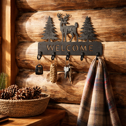Rustic Deer Welcome Key Holder