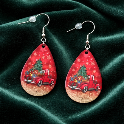 Vintage Christmas Truck Dangle Earrings
