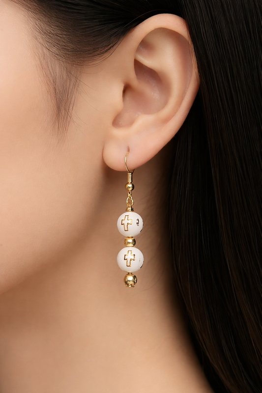 Golden Grace Cross Dangle Earrings