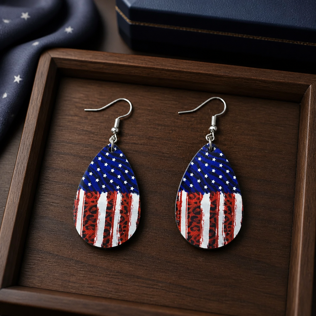 Stars & Stripes Teardrop Earrings