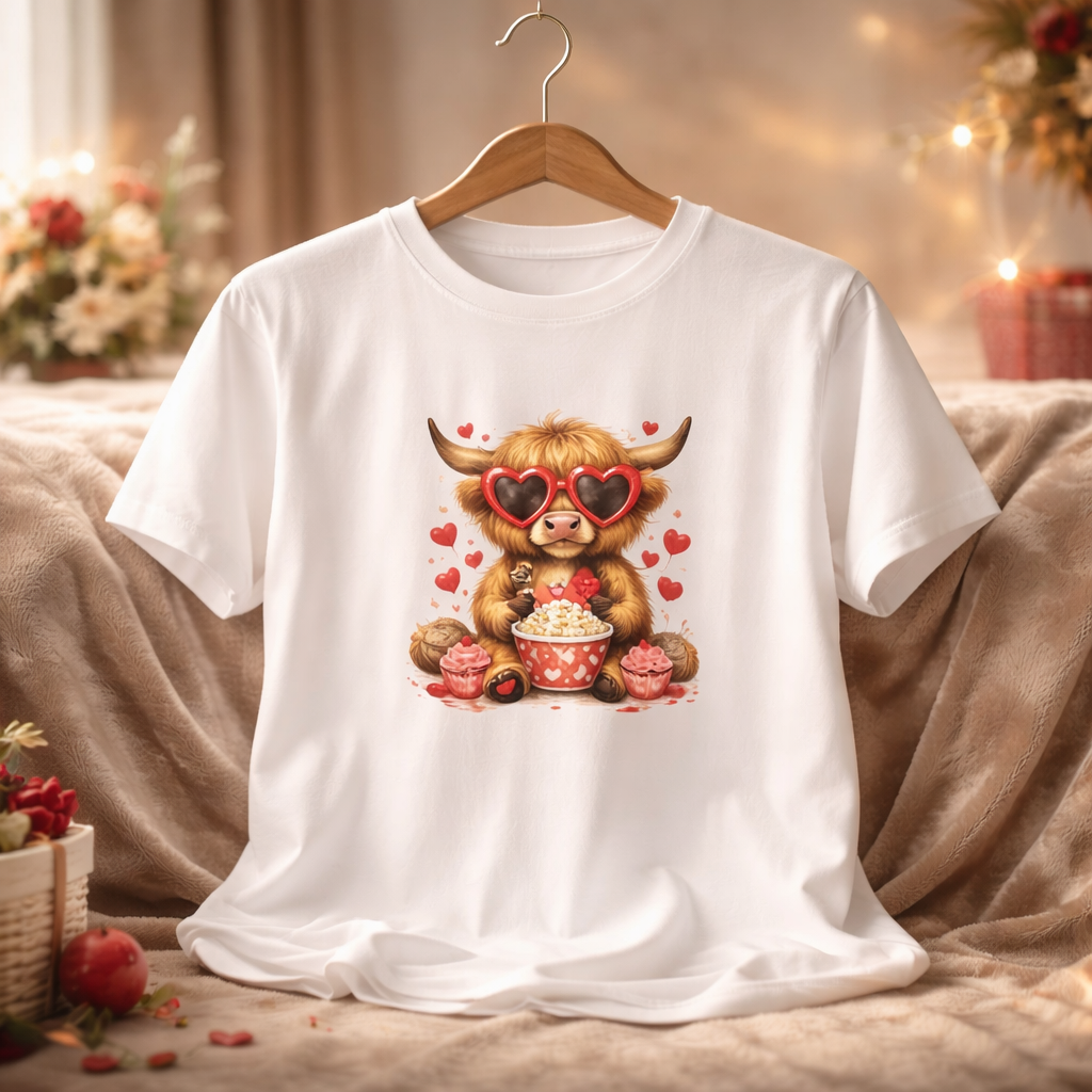 Highland Cow Valentine's T-Shirt