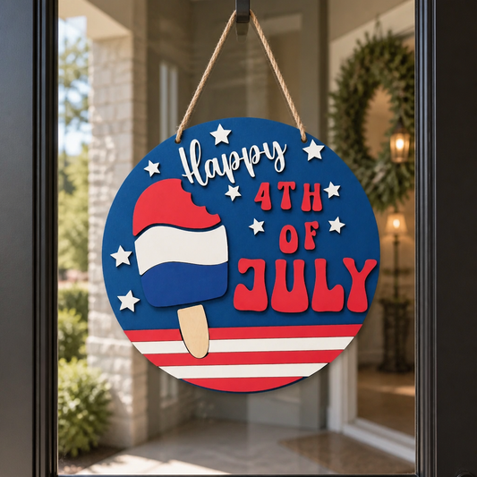 Happy 4th of July Popsicle Door Hanger