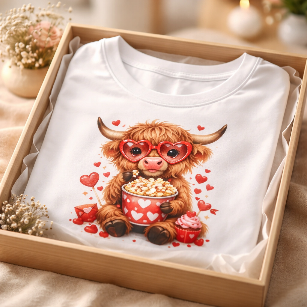 Highland Cow Valentine's T-Shirt