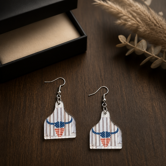 Star, Stripes, & Steer Earrings