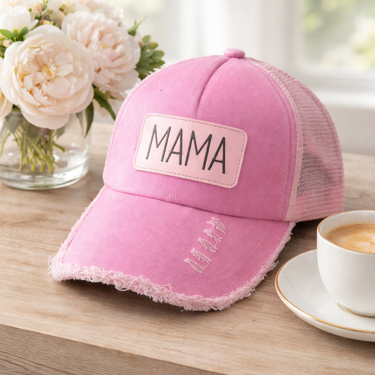 Distressed Mama Mesh Cap