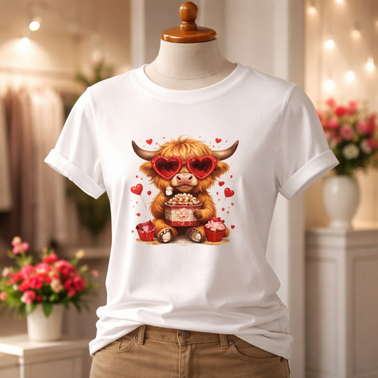Highland Cow Valentine's T-Shirt