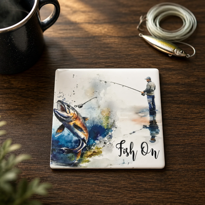 Gone Fishing Ceramic Coaster Set