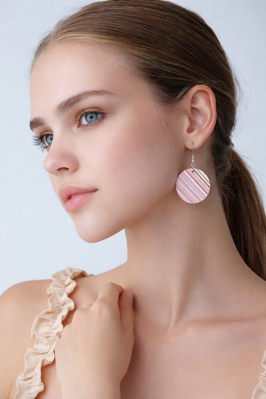 Pink, Blush, Chocolate Striped Earrings