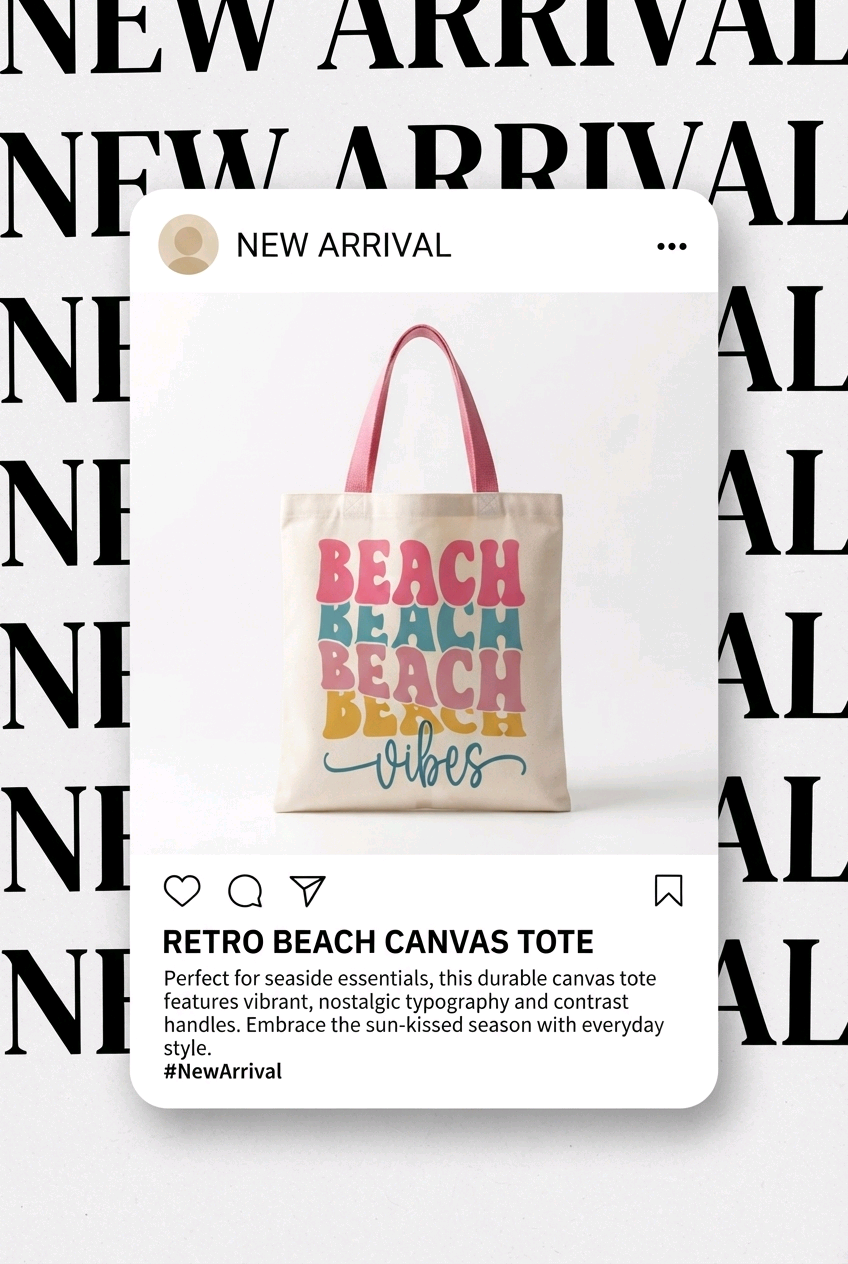 Beach Vibes Canvas Tote Bag