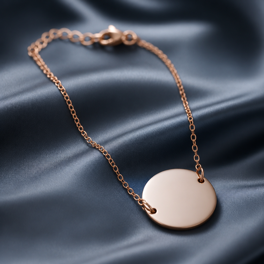Rose Gold Stainless Steel Engravable Disc Bracelet