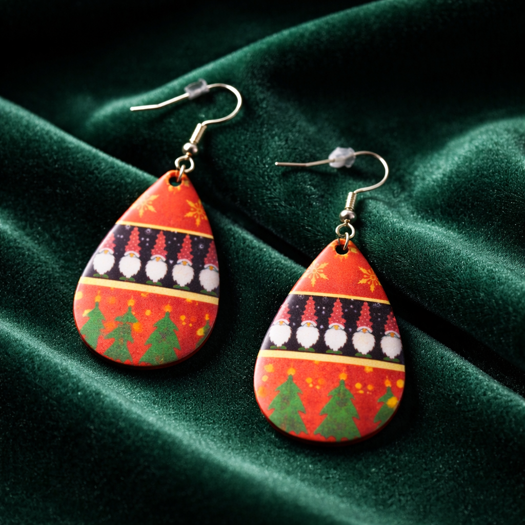 Gnomes For The Holidays Teardrop Earrings