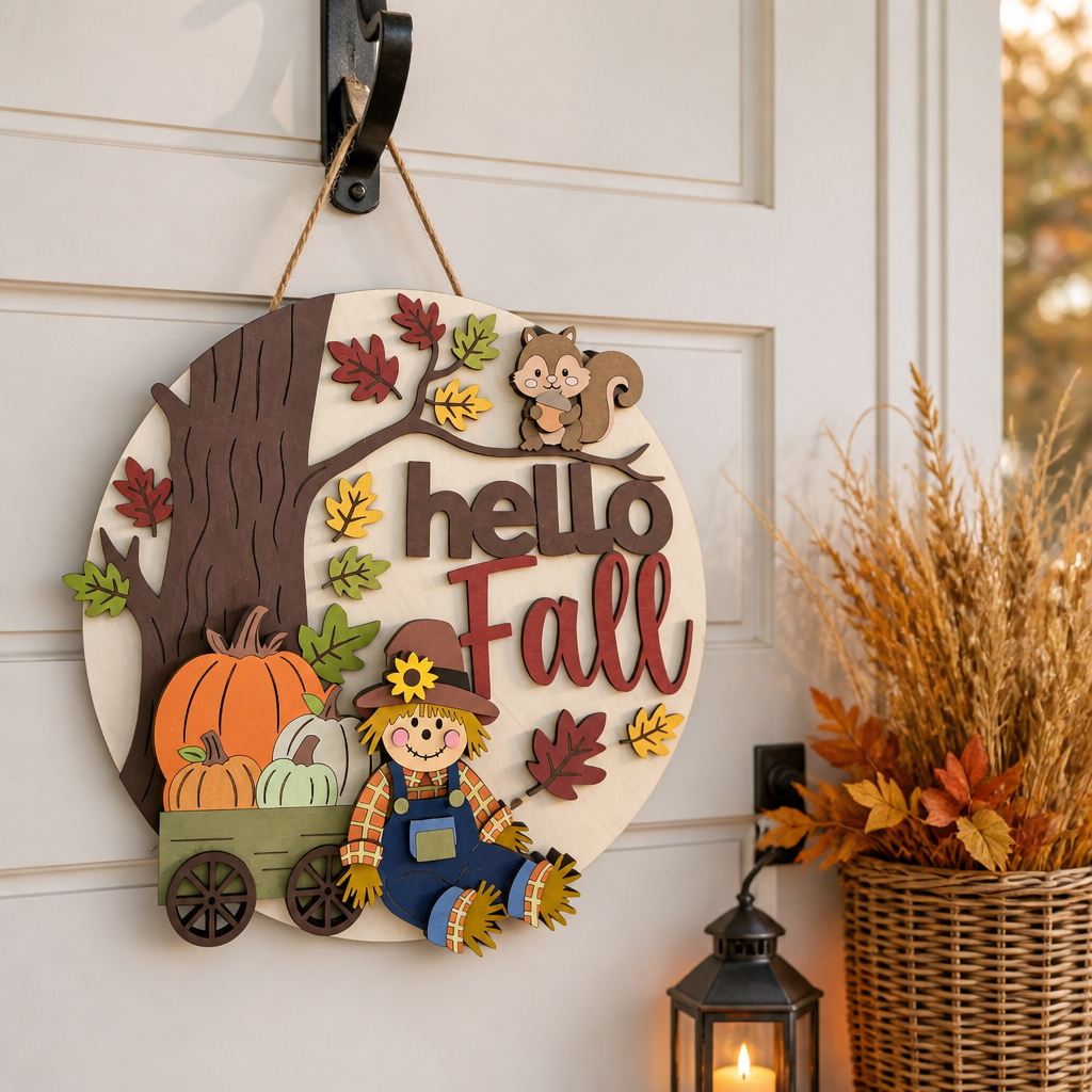 🍂 Hello Fall Pumpkin Door Hanger