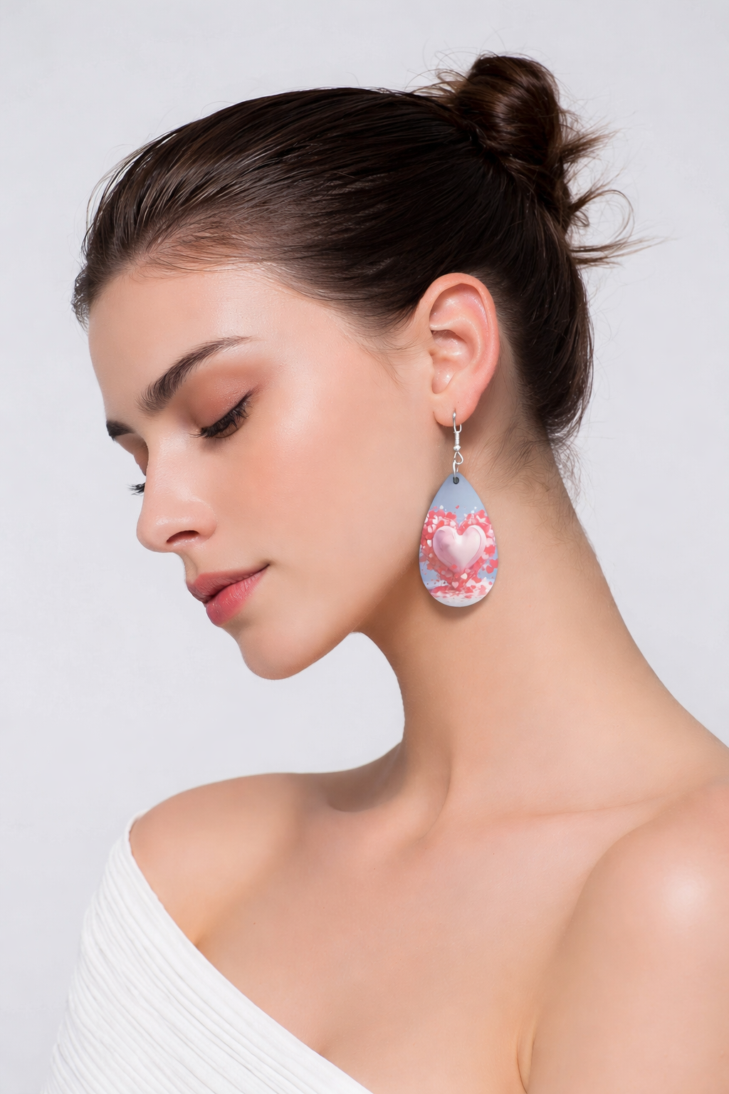 Puffed 3D Pink Heart Earrings