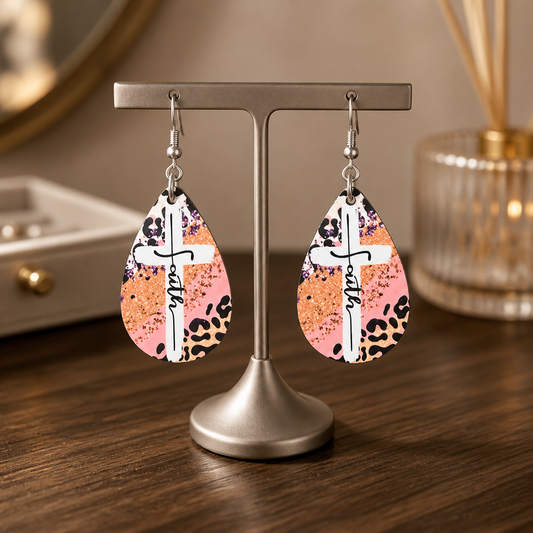 Faith Cross Teardrop Earrings