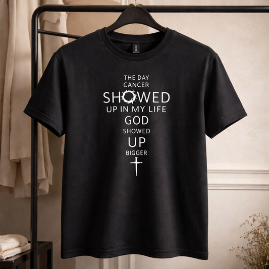 God Showed Up Stronger Tee
