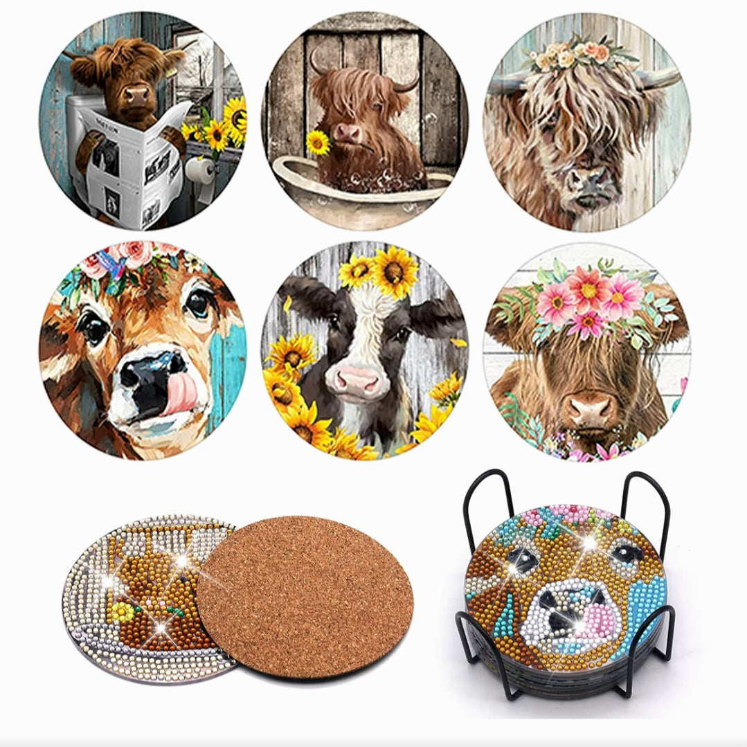 Heifer Please Sparkle Highland Cow Coasters