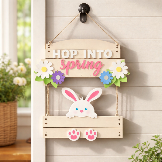 Hop Into Spring Bunny Door Hanger