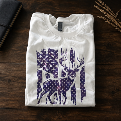 Rustic Patriotic Deer T-Shirt – Adult X-Large (Last One!)