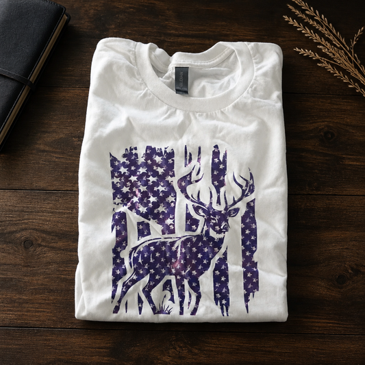 Rustic Patriotic Deer T-Shirt – Adult X-Large (Last One!)