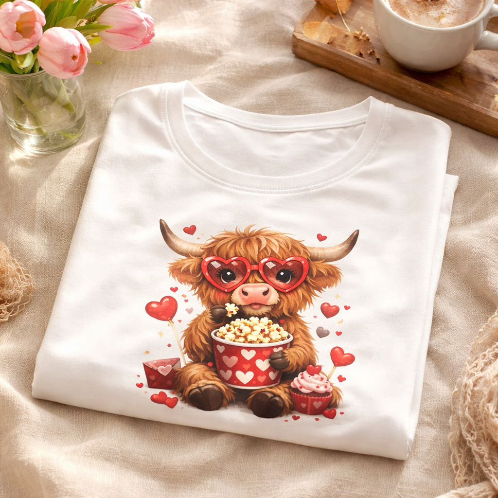 Highland Cow Valentine's T-Shirt