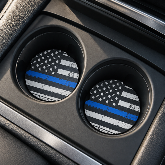 Thin Blue Line Police Car Coaster Set