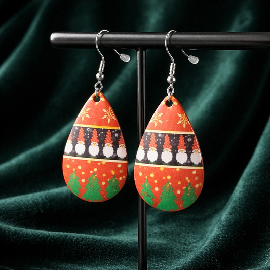 Gnomes For The Holidays Teardrop Earrings