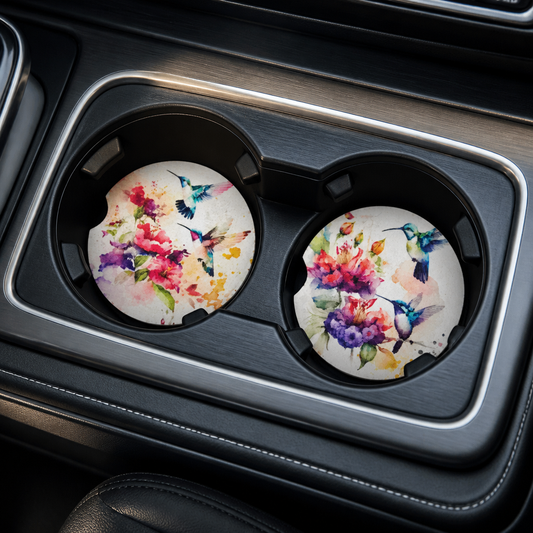 Hummingbird Blossom Car Coaster Set