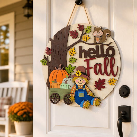 🍂 Hello Fall Pumpkin Door Hanger