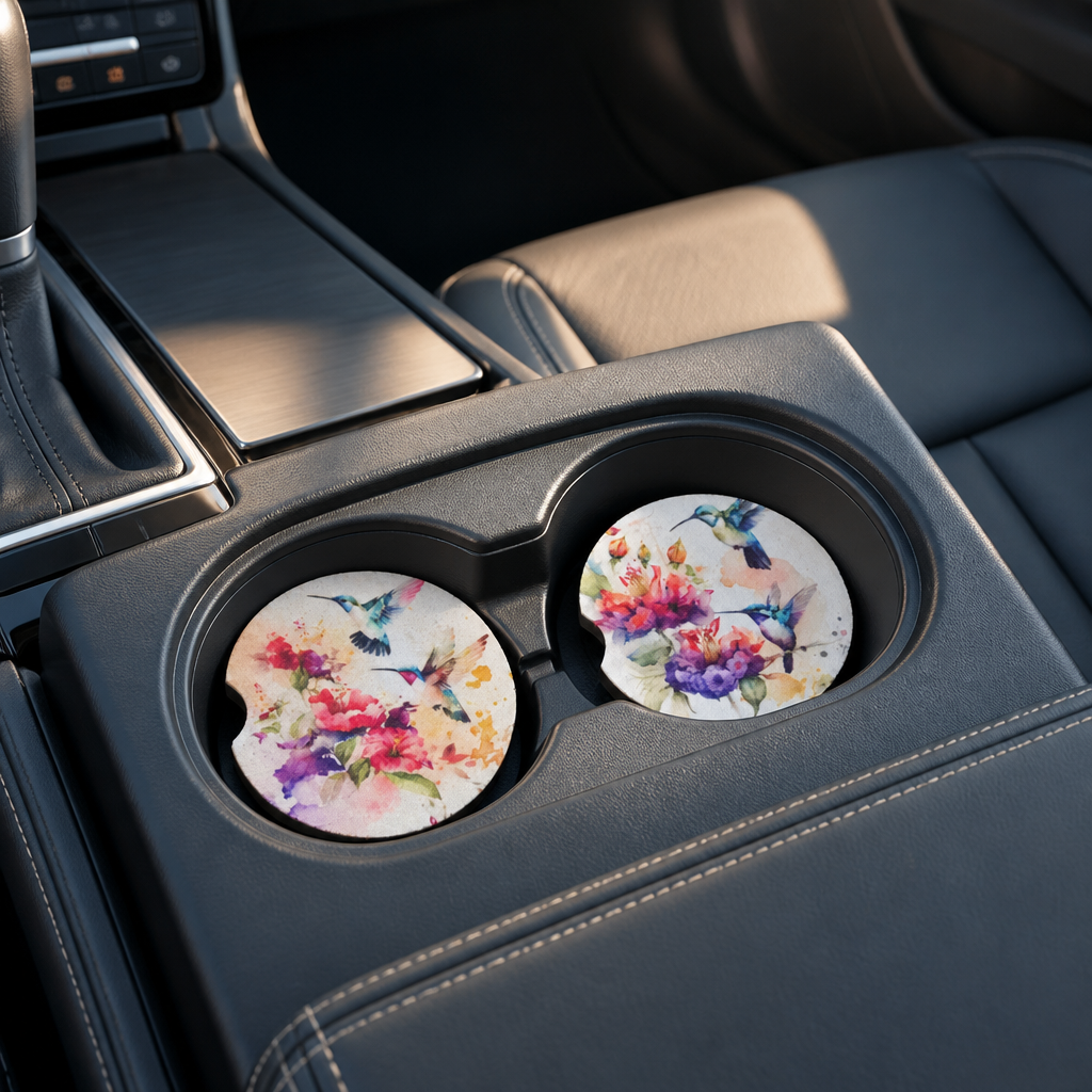 Hummingbird Blossom Car Coaster Set