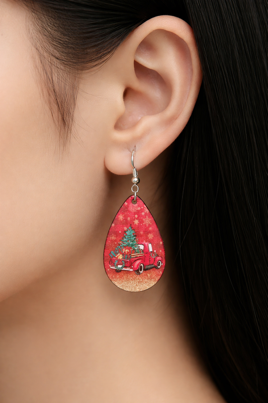 Vintage Christmas Truck Dangle Earrings