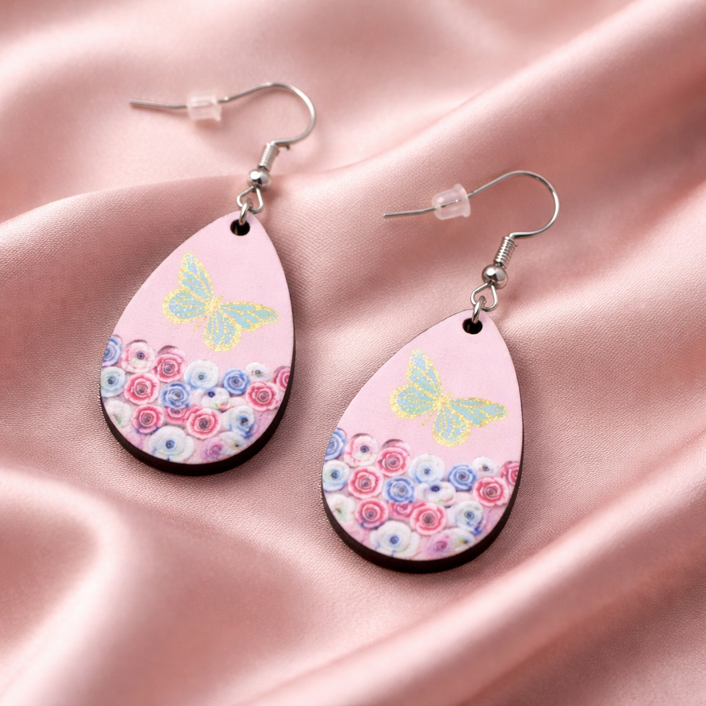 Pink Petal & Butterfly Teardrops